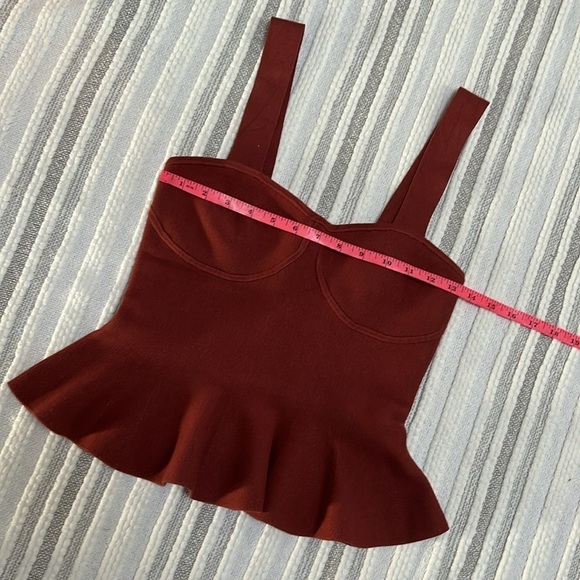 Express Womens Body Contour Peplum Tank Top Rust Brown Sleeveless Stretch S NWT - Picture 4 of 8